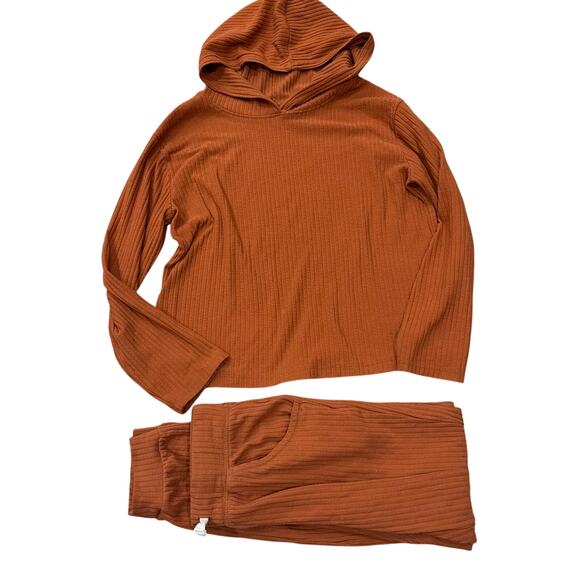 Cat & Jack Girls' Cinnamon Ribbed Hoodie & Jogger Set - M - Picture 1 of 4
